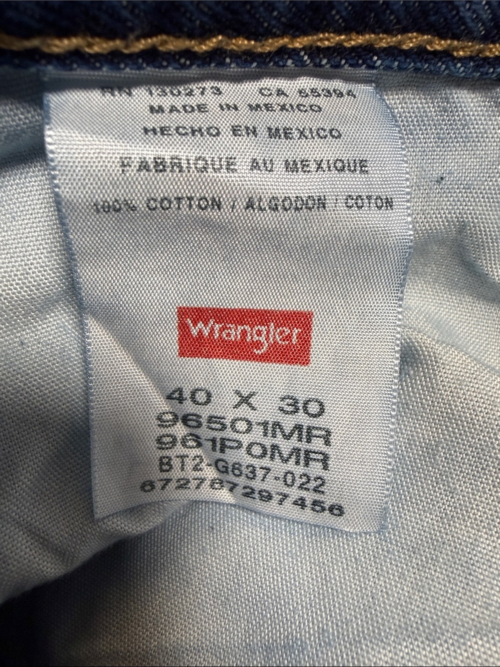 Wrangler Men's Classic Relaxed Blue Denim Jeans 40x30 - Picture 5 of 7